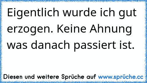 Eigentlich wurde ich gut erzogen. Keine Ahnung was danach passiert ist.