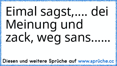 Eimal sagst,.... dei Meinung und zack, weg sans......