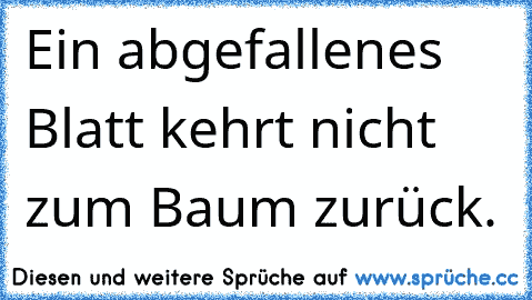 Ein abgefallenes Blatt kehrt nicht zum Baum zurück.