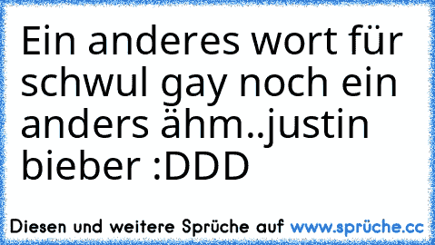 Ein anderes wort für schwul 
gay 
noch ein anders 
ähm..justin bieber :DDD