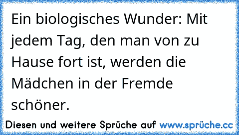 Ein biologisches Wunder: Mit jedem Tag, den man von zu Hause fort ist, werden die Mädchen in der Fremde schöner.