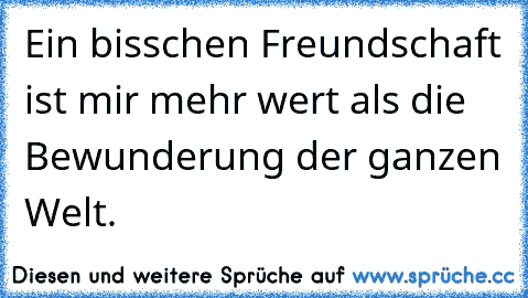 Ein bisschen Freundschaft ist mir mehr wert als die Bewunderung der ganzen Welt.