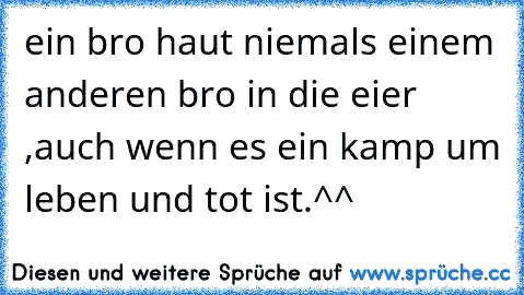 ein bro haut niemals einem anderen bro in die eier ,auch wenn es ein kamp um leben und tot ist.^^