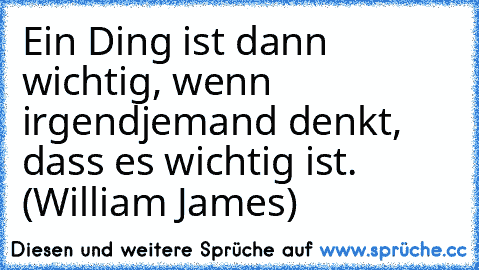 Ein Ding ist dann wichtig, wenn irgendjemand denkt, dass es wichtig ist. (William James)