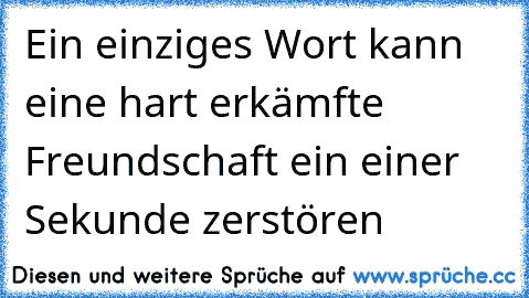 Ein einziges Wort kann eine hart erkämfte Freundschaft ein einer Sekunde zerstören