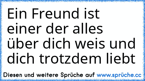 Ein Freund ist einer der alles über dich weis und dich trotzdem liebt