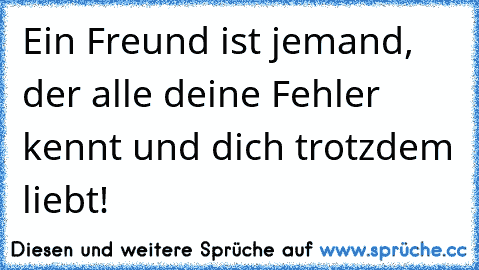 Ein Freund ist jemand, der alle deine Fehler kennt und dich trotzdem liebt!