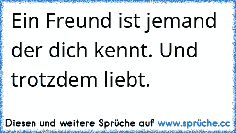 Ein Freund ist jemand der dich kennt. Und trotzdem liebt.♥