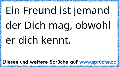 Ein Freund ist jemand der Dich mag, obwohl er dich kennt.