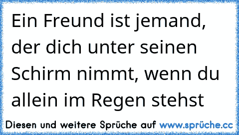 Ein Freund ist jemand, der dich unter seinen Schirm nimmt, wenn du allein im Regen stehst ♥