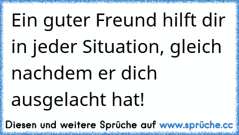 Ein guter Freund hilft dir in jeder Situation, gleich nachdem er dich ausgelacht hat!