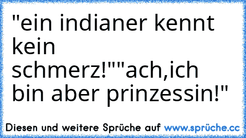 "ein indianer kennt kein schmerz!"
"ach,ich bin aber prinzessin!"