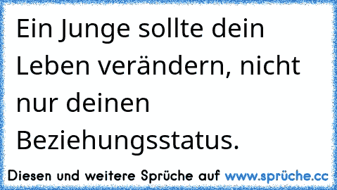 Ein Junge sollte dein Leben verändern, nicht nur deinen Beziehungsstatus.