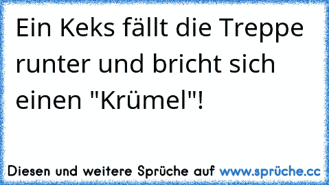 Ein Keks fällt die Treppe runter und bricht sich einen "Krümel"!