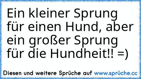 Ein kleiner Sprung für einen Hund, aber ein großer Sprung für die Hundheit!! =)