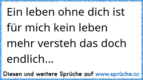 Ein leben ohne dich ist für mich kein leben mehr versteh das doch endlich...