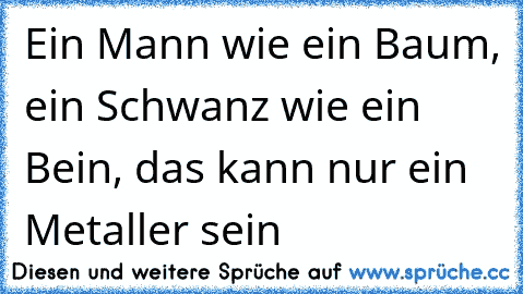 Ein Mann wie ein Baum, ein Schwanz wie ein Bein, das kann nur ein Metaller sein