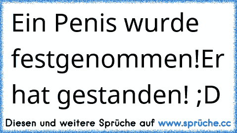 Ein Penis wurde festgenommen!
Er hat gestanden! 
;D