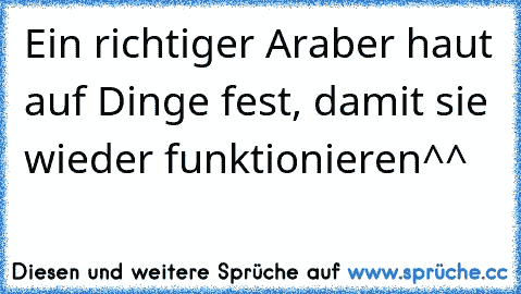 Ein richtiger Araber haut auf Dinge fest, damit sie wieder funktionieren^^