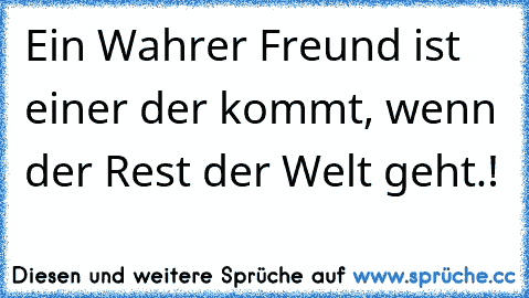 Ein Wahrer Freund ist einer der kommt, wenn der Rest der Welt geht.!