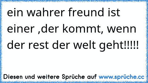 ein wahrer freund ist einer ,der kommt, wenn der rest der welt geht!!!!!