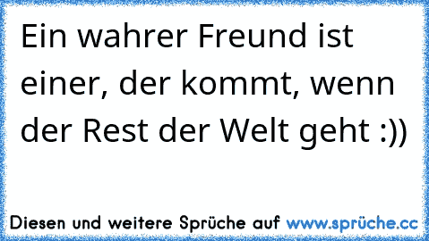 Ein wahrer Freund ist einer, der kommt, wenn der Rest der Welt geht :))