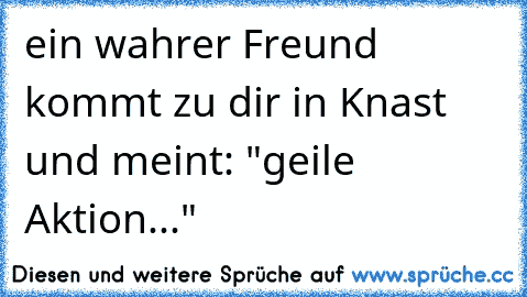 ein wahrer Freund kommt zu dir in Knast und meint: "geile Aktion..."