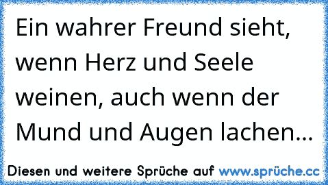 Ein wahrer Freund sieht, wenn Herz und Seele weinen, auch wenn der Mund und Augen lachen...