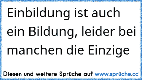 Einbildung ist auch ein Bildung, leider bei manchen die Einzige