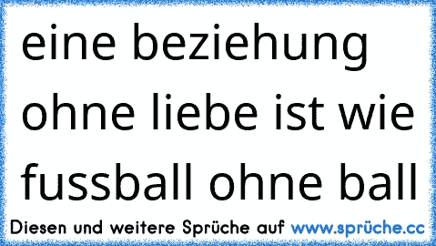 eine beziehung ohne liebe ist wie fussball ohne ball