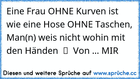 Eine Frau OHNE Kurven ist wie eine Hose OHNE Taschen, Man(n) weis nicht wohin mit den Händen  ツ  Von ... MIR