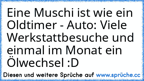 Eine Muschi ist wie ein Oldtimer - Auto: Viele Werkstattbesuche und einmal im Monat ein Ölwechsel :D