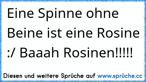 Eine Spinne ohne Beine ist eine Rosine :/ Baaah Rosinen!!!!!