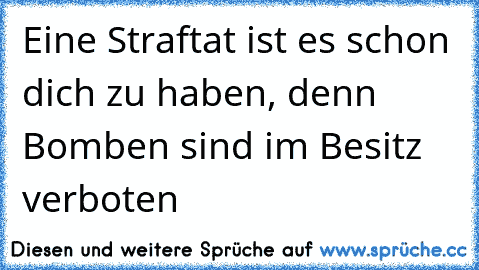 Eine Straftat ist es schon dich zu haben, denn Bomben sind im Besitz verboten ♥