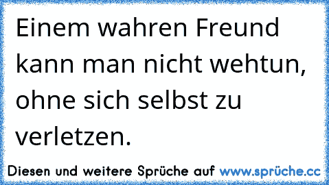 Einem wahren Freund kann man nicht wehtun, ohne sich selbst zu verletzen.