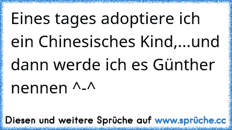 Eines tages adoptiere ich ein Chinesisches Kind,...
und dann werde ich es Günther nennen ^-^