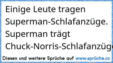 Einige Leute tragen Superman-Schlafanzüge. Superman trägt Chuck-Norris-Schlafanzüge.