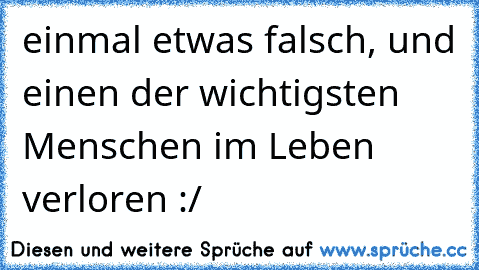 einmal etwas falsch, und einen der wichtigsten Menschen im Leben verloren :/