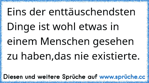 Eins der enttäuschendsten Dinge ist wohl etwas in einem Menschen gesehen zu haben,das nie existierte.