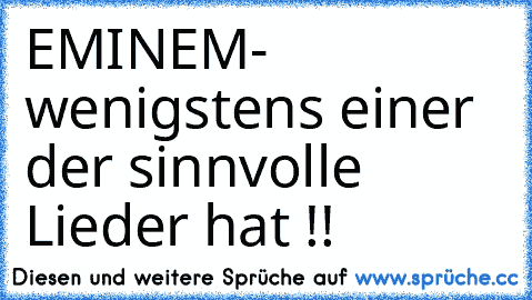 EMINEM- wenigstens einer der sinnvolle Lieder hat !!