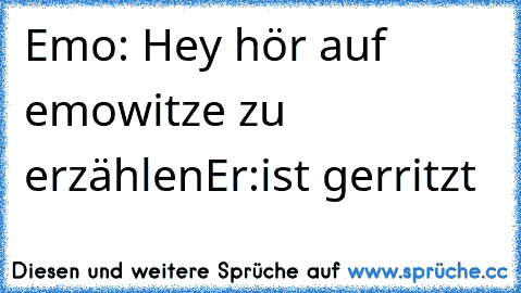 Emo: Hey hör auf emowitze zu erzählen
Er:ist gerritzt