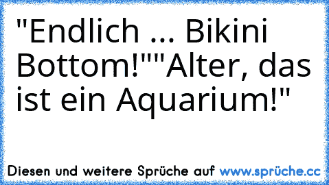 "Endlich ... Bikini Bottom!"
"Alter, das ist ein Aquarium!"