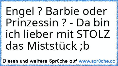 Engel ? Barbie oder Prinzessin ? - Da bin ich lieber mit STOLZ das Miststück ;b