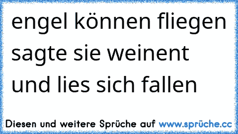 engel können fliegen sagte sie weinent und lies sich fallen