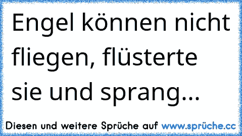 Engel können nicht fliegen, flüsterte sie und sprang...