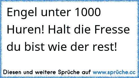 Engel unter 1000 Huren! Halt die Fresse du bist wie der rest!