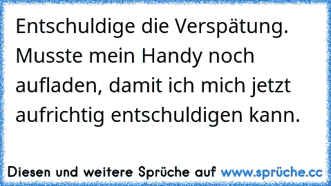 Entschuldige die Verspätung. Musste mein Handy noch aufladen, damit ich mich jetzt aufrichtig entschuldigen kann.