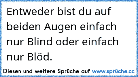 Entweder bist du auf beiden Augen einfach nur Blind oder einfach nur Blöd.