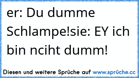 er: Du dumme Schlampe!
sie: EY ich bin nciht dumm!