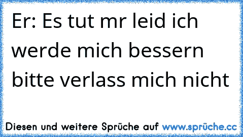 Er: Es tut mr leid ich werde mich bessern bitte verlass mich nicht